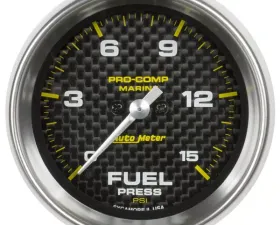AutoMeter GAUGE; FUEL PRESSURE; 2 1/16in.; 15PSI; DIGITAL STEPPER MOTOR; MARINE CARBON FIB