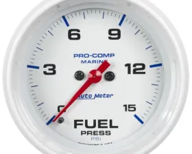 AutoMeter GAUGE; FUEL PRESSURE; 2 1/16in.; 15PSI; DIGITAL STEPPER MOTOR; MARINE WHITE