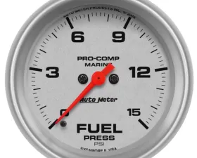 AutoMeter GAUGE; FUEL PRESSURE; 2 5/8in.; 15PSI; DIGITAL STEPPER MOTOR; MARINE SILVER