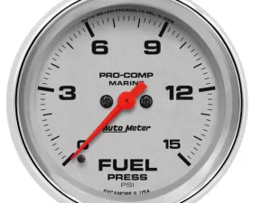 AutoMeter GAUGE; FUEL PRESSURE; 2 5/8in.; 15PSI; DIGITAL STEPPER MOTOR; MARINE CHROME