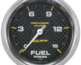 AutoMeter GAUGE; FUEL PRESSURE; 2 5/8in.; 15PSI; DIGITAL STEPPER MOTOR; MARINE CARBON FIBE