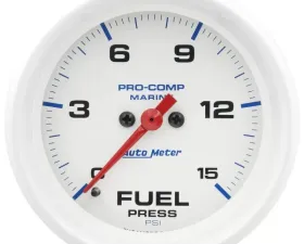 AutoMeter GAUGE; FUEL PRESSURE; 2 5/8in.; 15PSI; DIGITAL STEPPER MOTOR; MARINE WHITE