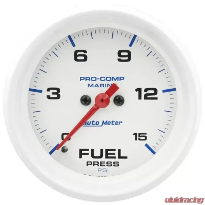 AutoMeter GAUGE; FUEL PRESSURE; 2 5/8in.; 15PSI; DIGITAL STEPPER MOTOR; MARINE WHITE - 200849