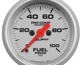 AutoMeter GAUGE; FUEL PRESSURE; 2 1/16in.; 100PSI; DIGITAL STEPPER MOTOR; MARINE SILVER