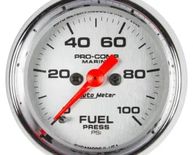 AutoMeter GAUGE; FUEL PRESSURE; 2 1/16in.; 100PSI; DIGITAL STEPPER MOTOR; MARINE CHROME