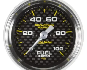AutoMeter GAUGE; FUEL PRESSURE; 2 1/16in.; 100PSI; DIGITAL STEPPER MOTOR; MARINE CARBON