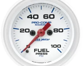 AutoMeter GAUGE; FUEL PRESSURE; 2 1/16in.; 100PSI; DIGITAL STEPPER MOTOR; MARINE WHITE