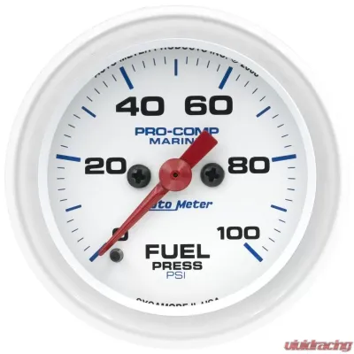 AutoMeter GAUGE; FUEL PRESSURE; 2 1/16in.; 100PSI; DIGITAL STEPPER MOTOR; MARINE WHITE - 200850