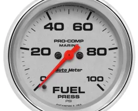 AutoMeter GAUGE; FUEL PRESSURE; 2 5/8in.; 100PSI; DIGITAL STEPPER MOTOR; MARINE CHROME