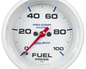AutoMeter GAUGE; FUEL PRESSURE; 2 5/8in.; 100PSI; DIGITAL STEPPER MOTOR; MARINE WHITE