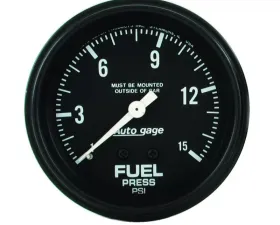 AutoMeter GAUGE; FUEL PRESSURE; 2 5/8in. 0-15PSI; MECHANICAL; BLACK; AUTOGAGE