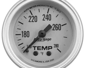 AutoMeter GAUGE CONSOLE; TEMPERATURE; 2 1/16in.; 280deg.F; SLVR DIAL; SLVR BEZEL; AUTOGAGE