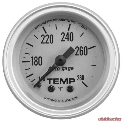 AutoMeter GAUGE CONSOLE; TEMPERATURE; 2 1/16in.; 280deg.F; SLVR DIAL; SLVR BEZEL; AUTOGAGE - 2335