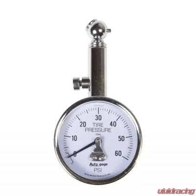 AutoMeter GAUGE; TIRE PRESSURE; ANALOG; 60PSI; WHITE DIAL; W/PEAK HOLD; AUTOGAGE - 2343