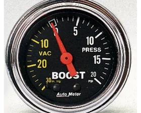 AutoMeter GAUGE; VAC/BOOST; 2 1/16in.; 30INHG-20PSI; MECHANICAL; TRADITIONAL CHROME