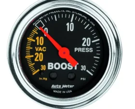 AutoMeter GAUGE; VAC/BOOST; 2 1/16in.; 30INHG-30PSI; MECHANICAL; TRADITIONAL CHROME