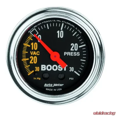 AutoMeter GAUGE; VAC/BOOST; 2 1/16in.; 30INHG-30PSI; MECHANICAL; TRADITIONAL CHROME - 2403