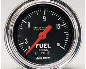 AutoMeter GAUGE; FUEL PRESSURE; 2 1/16in.; 15PSI; MECHANICAL; TRADITIONAL CHROME