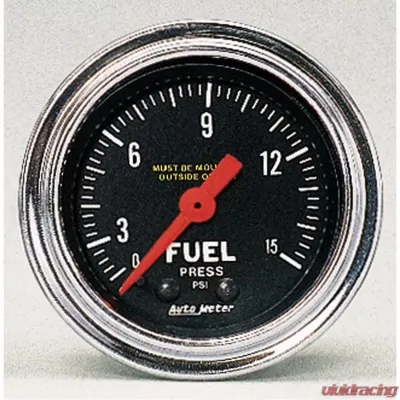 AutoMeter GAUGE; FUEL PRESSURE; 2 1/16in.; 15PSI; MECHANICAL; TRADITIONAL CHROME - 2411