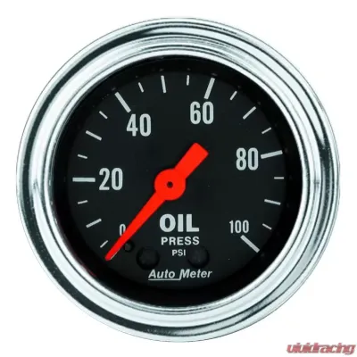 AutoMeter GAUGE; OIL PRESSURE; 2 1/16in.; 100PSI; MECHANICAL; TRADITIONAL CHROME - 2421