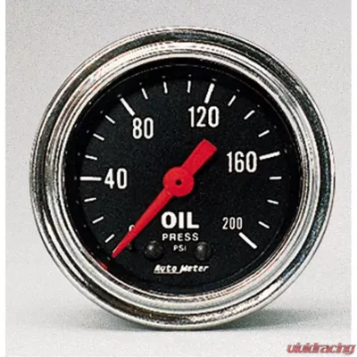 AutoMeter GAUGE; OIL PRESSURE; 2 1/16in.; 200PSI; MECHANICAL; TRADITIONAL CHROME - 2422