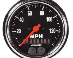 AutoMeter GAUGE; SPEEDOMETER; 3 3/8in.; 140MPH; GPS; TRADITIONAL CHROME