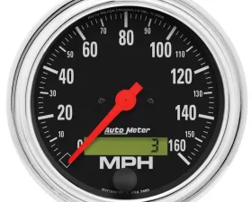 AutoMeter GAUGE; SPEEDO; 3 3/8in.; 160MPH; ELEC. PROGRAM W/LCD ODO; TRADITIONAL CHROME