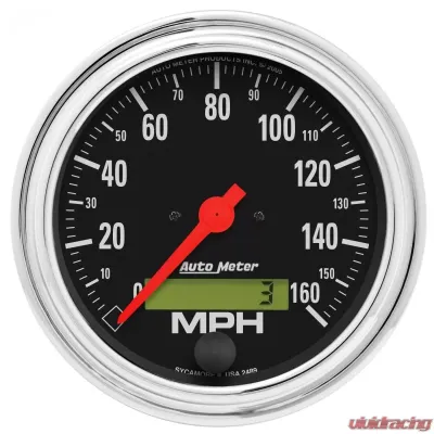 AutoMeter GAUGE; SPEEDO; 3 3/8in.; 160MPH; ELEC. PROGRAM W/LCD ODO; TRADITIONAL CHROME - 2489