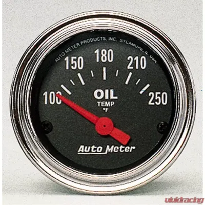 AutoMeter GAUGE; OIL TEMP; 2 1/16in.; 100-250deg.F; ELECTRIC; TRADITIONAL CHROME - 2542