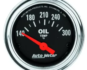 AutoMeter GAUGE; OIL TEMP; 2 1/16in.; 140-300deg.F; ELECTRIC; TRADITIONAL CHROME