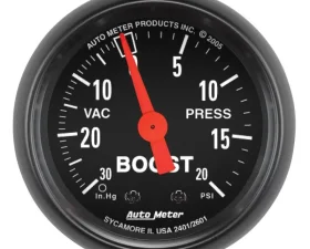 AutoMeter GAUGE; VAC/BOOST; 2 1/16in.; 30INHG-20PSI; MECHANICAL; Z-SERIES