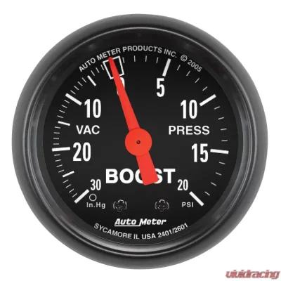 AutoMeter GAUGE; VAC/BOOST; 2 1/16in.; 30INHG-20PSI; MECHANICAL; Z-SERIES - 2601