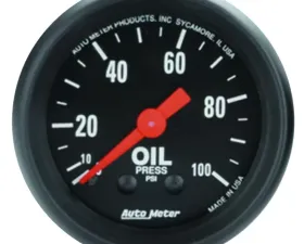 AutoMeter GAUGE; OIL PRESS; 2 1/16in.; 100PSI; MECHANICAL; Z-SERIES