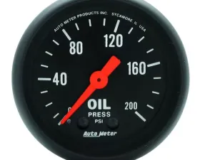 AutoMeter GAUGE; OIL PRESS; 2 1/16in.; 200PSI; MECHANICAL; Z-SERIES