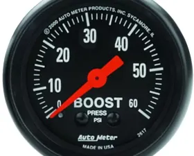 AutoMeter GAUGE; BOOST; 2 1/16in.; 60PSI; MECHANICAL; Z-SERIES
