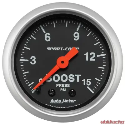 AutoMeter GAUGE; BOOST; 2 1/16in.; 15PSI; MECHANICAL; SPORT-COMP - 3302