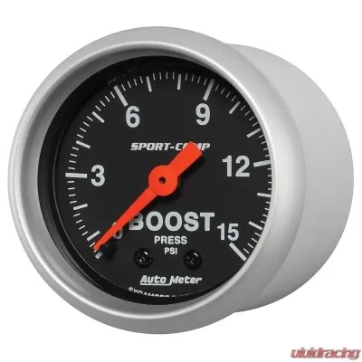 AutoMeter GAUGE; BOOST; 2 1/16in.; 15PSI; MECHANICAL; SPORT-COMP - 3302