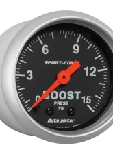 AutoMeter GAUGE; BOOST; 2 1/16in.; 15PSI; MECHANICAL; SPORT-COMP                                     - 3302 - Image 3