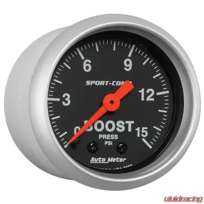 AutoMeter GAUGE; BOOST; 2 1/16in.; 15PSI; MECHANICAL; SPORT-COMP - 3302