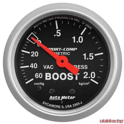 AutoMeter GAUGE; VAC/BOOST; 2 1/16in.; 60CMHG-2.1KG/CM2; MECHANICAL; SPORT-COMP - 3303-J