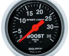 AutoMeter GAUGE; BOOST; 2 1/16in.; 35PSI; MECHANICAL; SPORT-COMP