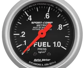 AutoMeter GAUGE; FUEL PRESSURE; 2 1/16in.; 1.0KG/CM2; MECHANICAL; SPORT-COMP