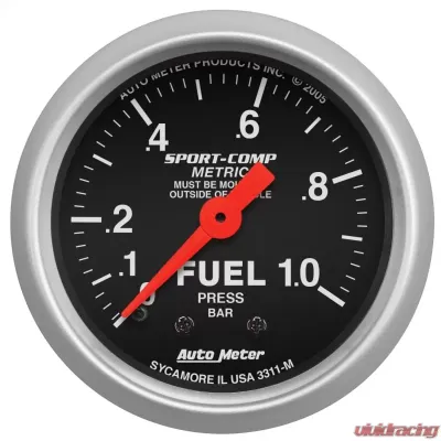 AutoMeter GAUGE; FUEL PRESSURE; 2 1/16in.; 1.0BAR; MECHANICAL; SPORT-COMP - 3311-M