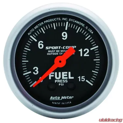 AutoMeter GAUGE; FUEL PRESSURE; 2 1/16in.; 15PSI; MECHANICAL; SPORT-COMP - 3311