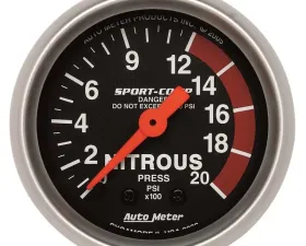 AutoMeter GAUGE; NITROUS PRESSURE; 2 1/16in.; 2000PSI; MECHANICAL; SPORT-COMP
