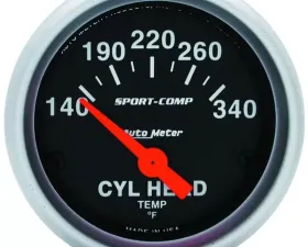 AutoMeter GAUGE; CYLINDER HEAD TEMP; 2 1/16in.; 140-340deg.F; ELECTRIC; SPORT-COMP