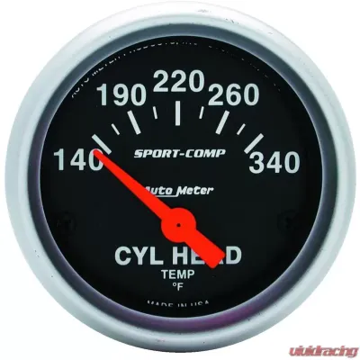 AutoMeter GAUGE; CYLINDER HEAD TEMP; 2 1/16in.; 140-340deg.F; ELECTRIC; SPORT-COMP - 3336