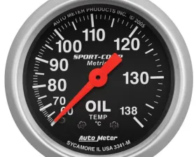 AutoMeter GAUGE; OIL TEMP; 2 1/16in.; 60-140deg.C; MECHANICAL; SPORT-COMP