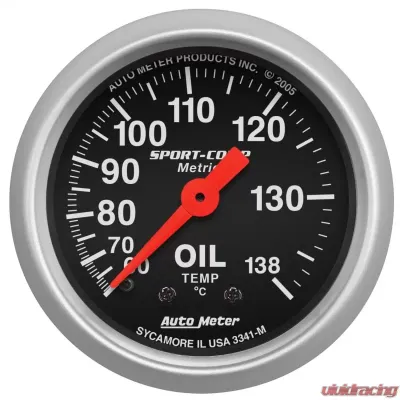 AutoMeter GAUGE; OIL TEMP; 2 1/16in.; 60-140deg.C; MECHANICAL; SPORT-COMP - 3341-M