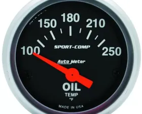 AutoMeter GAUGE; OIL TEMP; 2 1/16in.; 100-250deg.F; ELECTRIC; SPORT-COMP